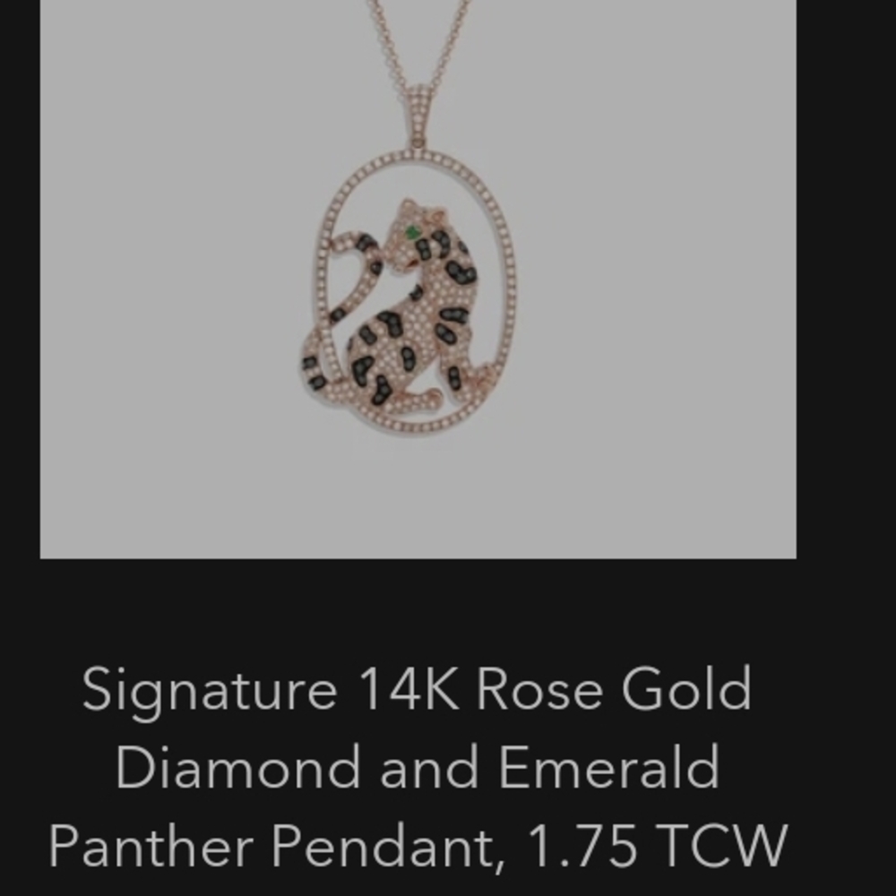 Effy Signature 14K Rose Gold Diamond and Emerald Panther Pendant